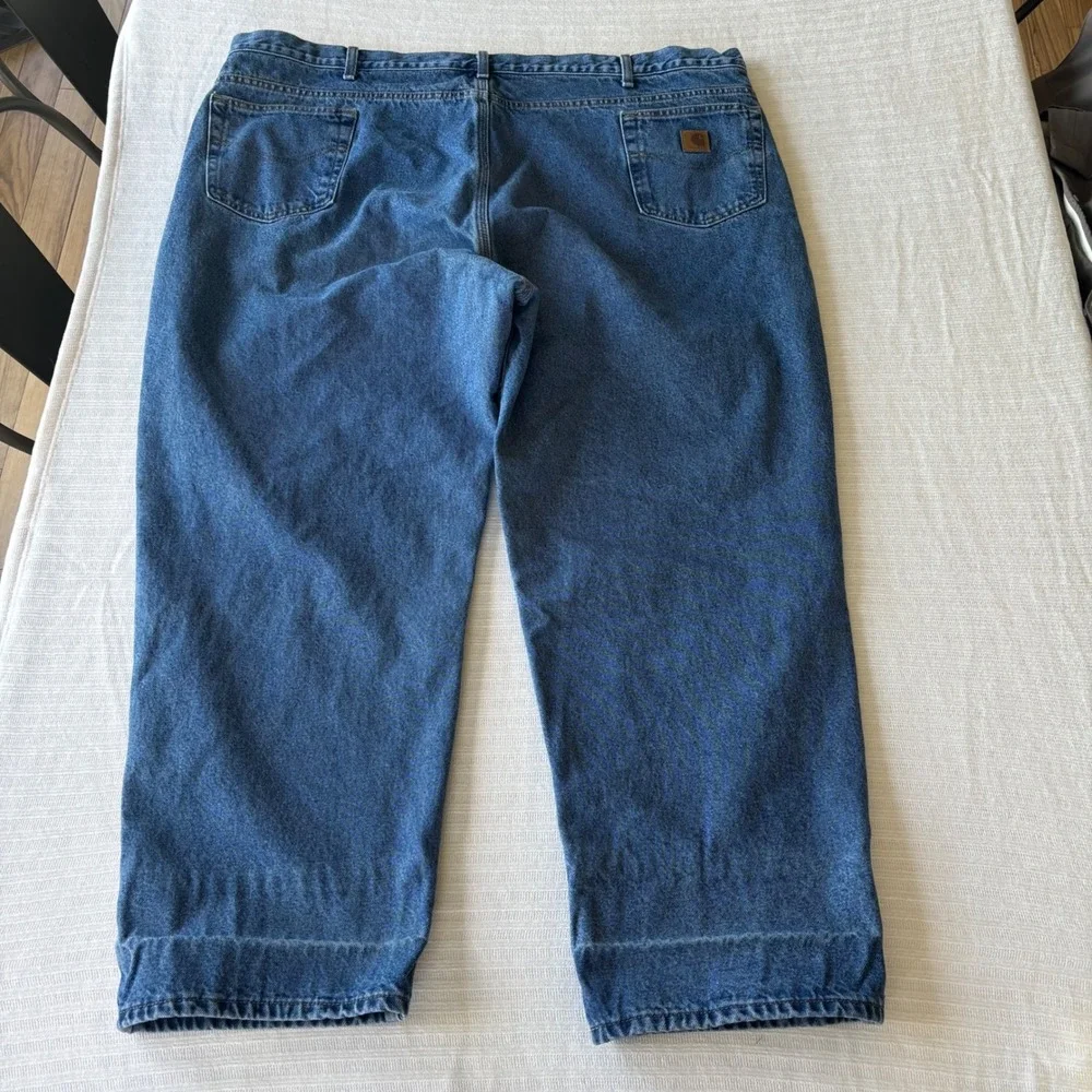 Carhartt B172 DST Flannel Lined Relaxed Fit Jeans Mens 50x30 Dark Stone Blue